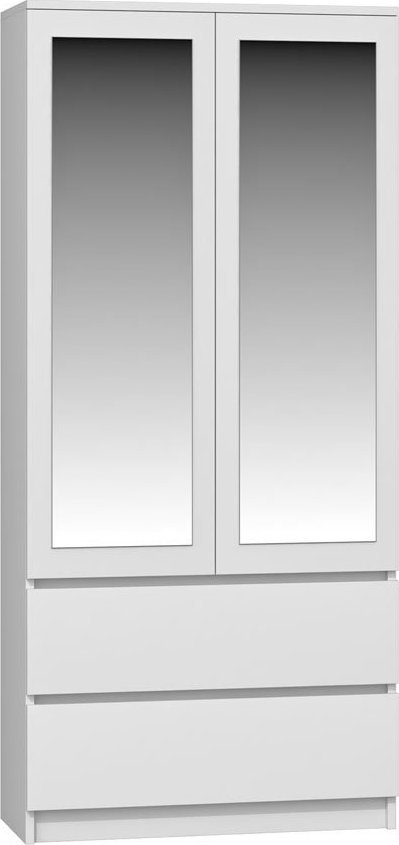 Elior Biała minimalistyczna szafa z lustrem - Figra