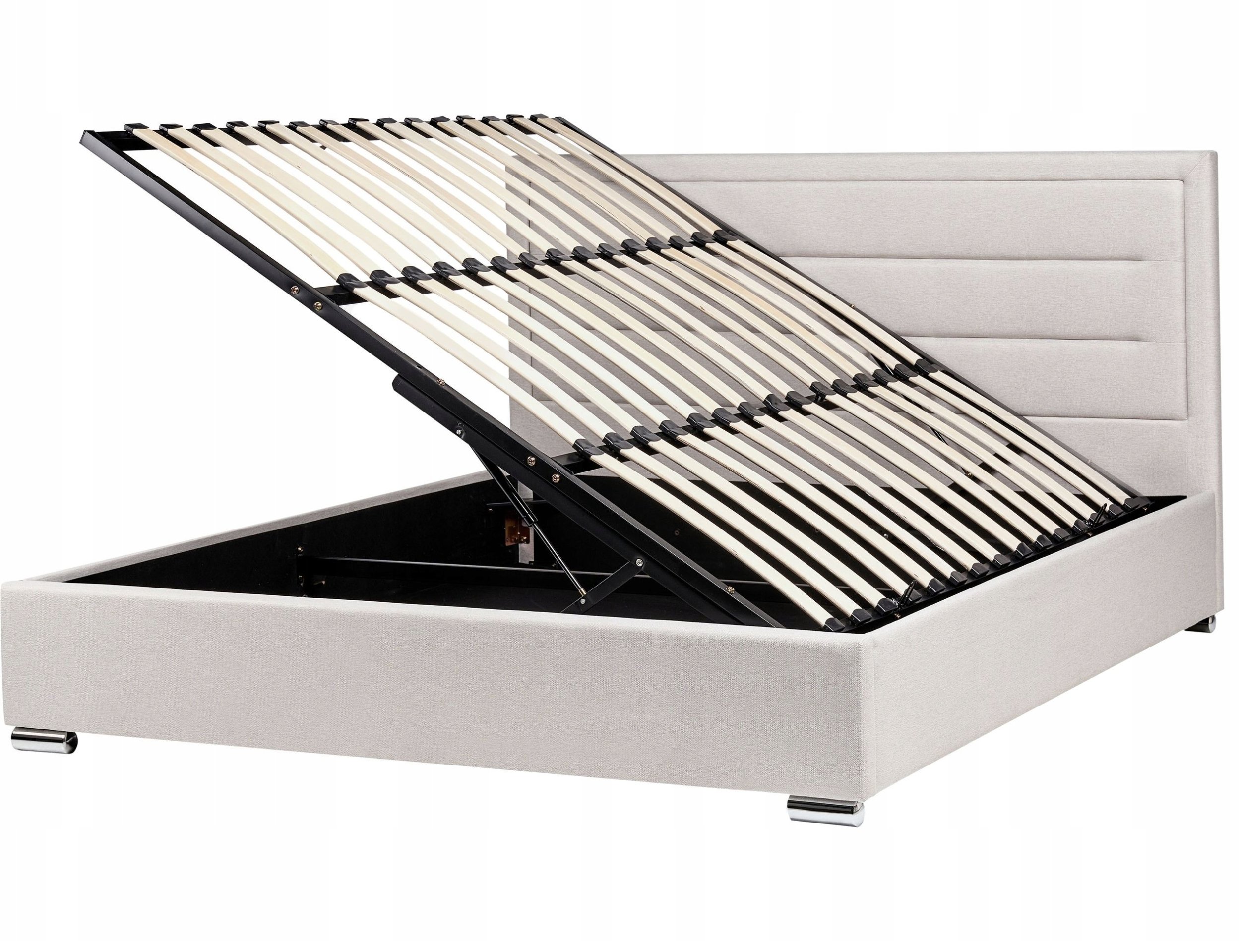 Łóżko z pojemnikiem ROUEN 180 x 200 cm Jasnobeżowy