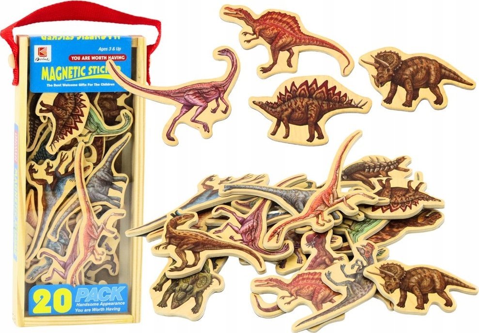 LeanToys Zestaw Magnesy Drewniane Zwierzęta 20 Sztuk Kolorowe