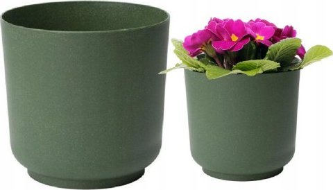 Form-Plastic Osłonka matowa na kwiaty zielona plastikowa ECO WOOD Satina 15x14,9 cm