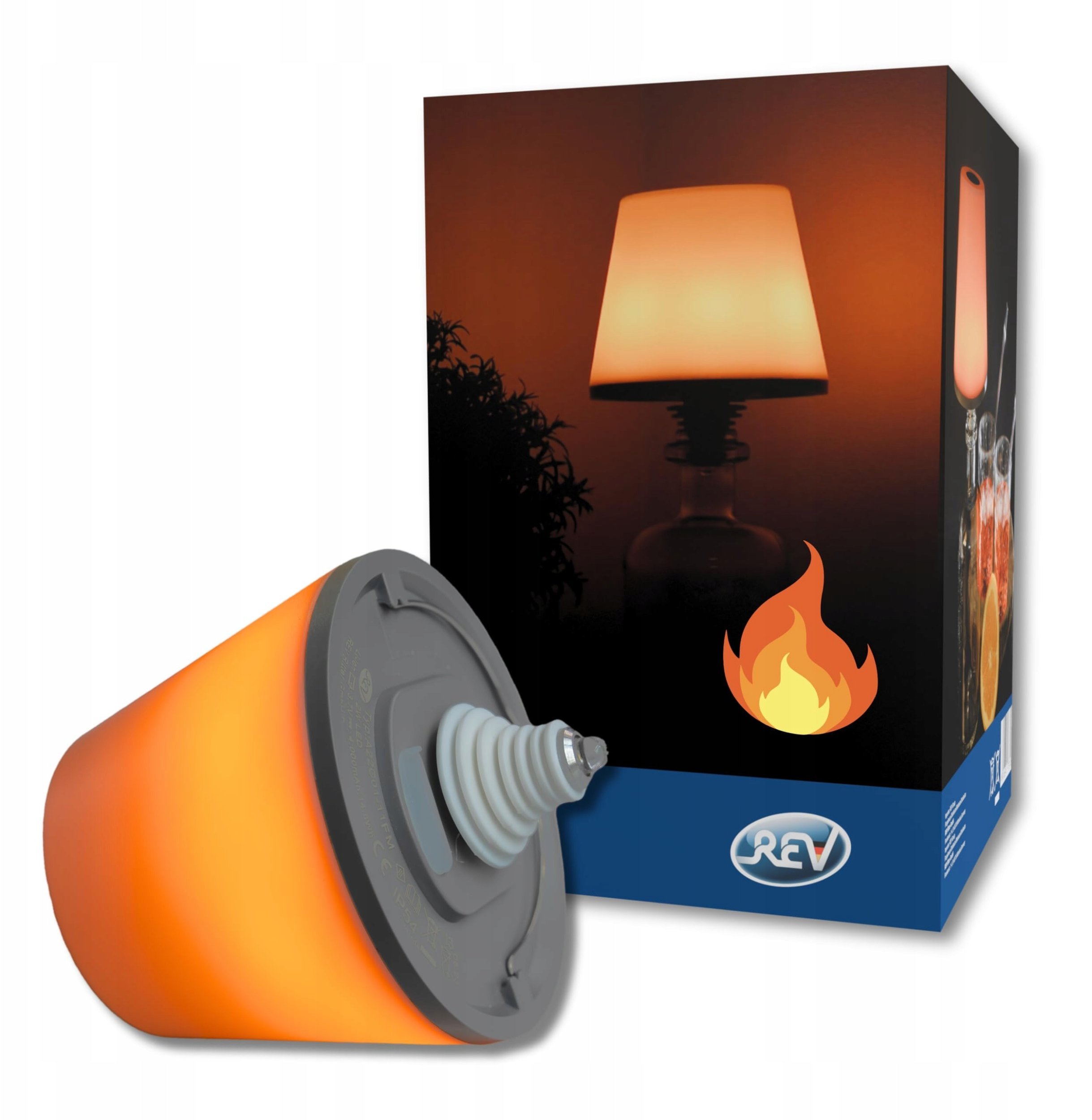 REV LED Flaschenleuchte mit Akku Lamprusco Flame warmweiß