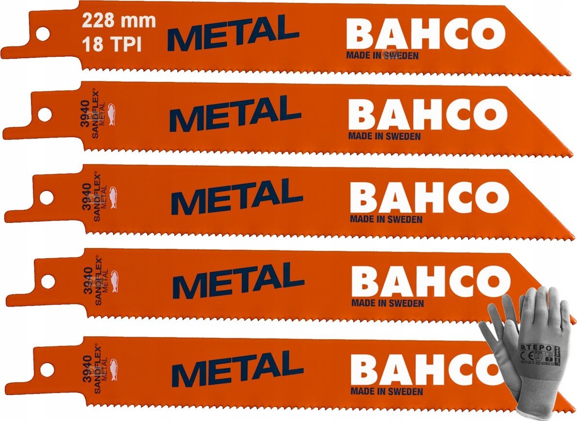 Bahco Bahco Tiesinio pjūklo geležtės Sandflex Bi-Metal 228mm*0,9mm ST 18TPI, Metalui 5vnt