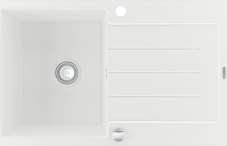 Zlewozmywak Mexen Bruno granitowy 1-komorowy z ociekaczem 900 x 500 mm, biały - 6513791010-20