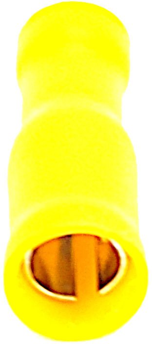 2x Konektor rurkowy żeński 5mm izolowany żółty 10-12 AWG