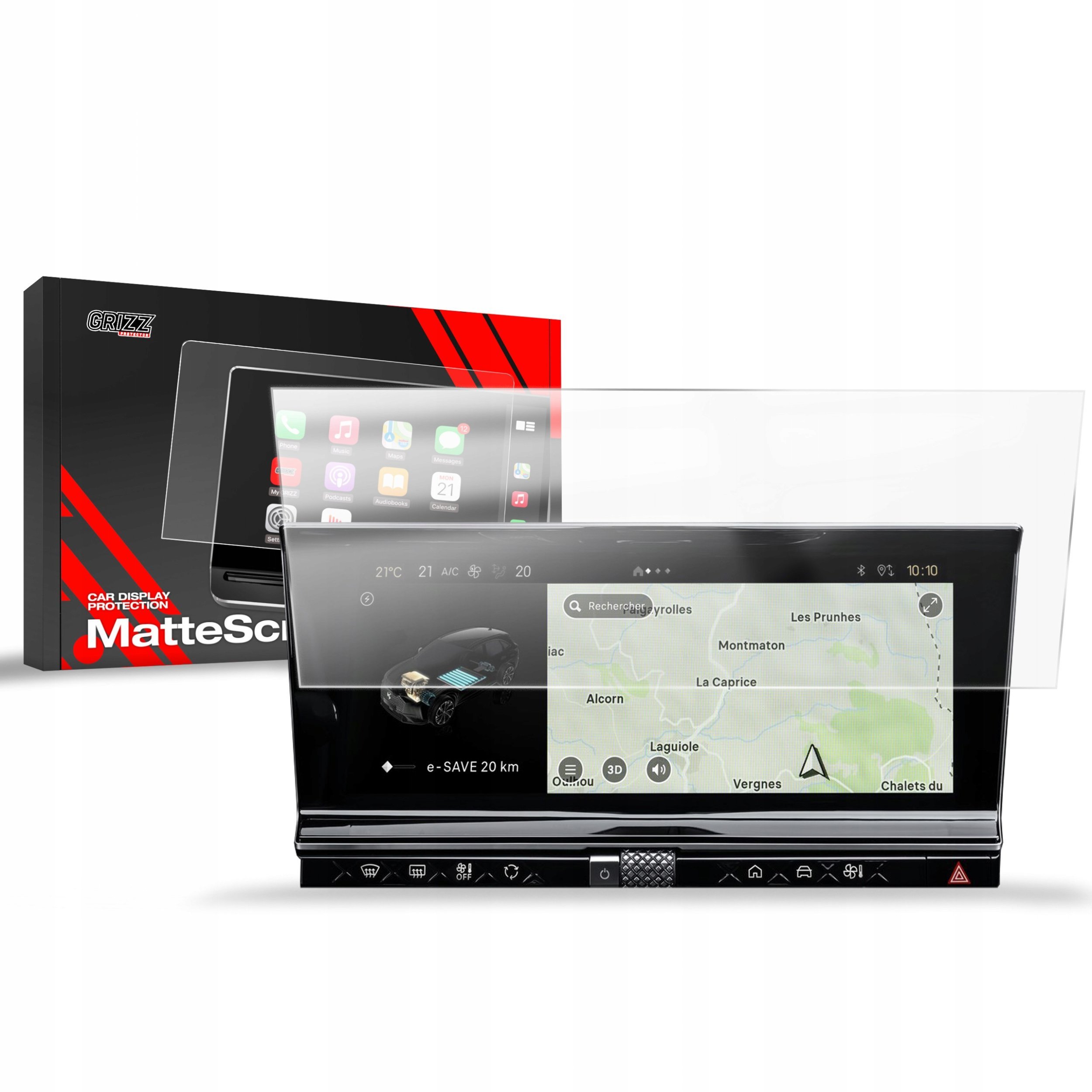 Nawigacja GPS GrizzGlass Folia matowa CarDisplay Protection do DS7 2017-2022