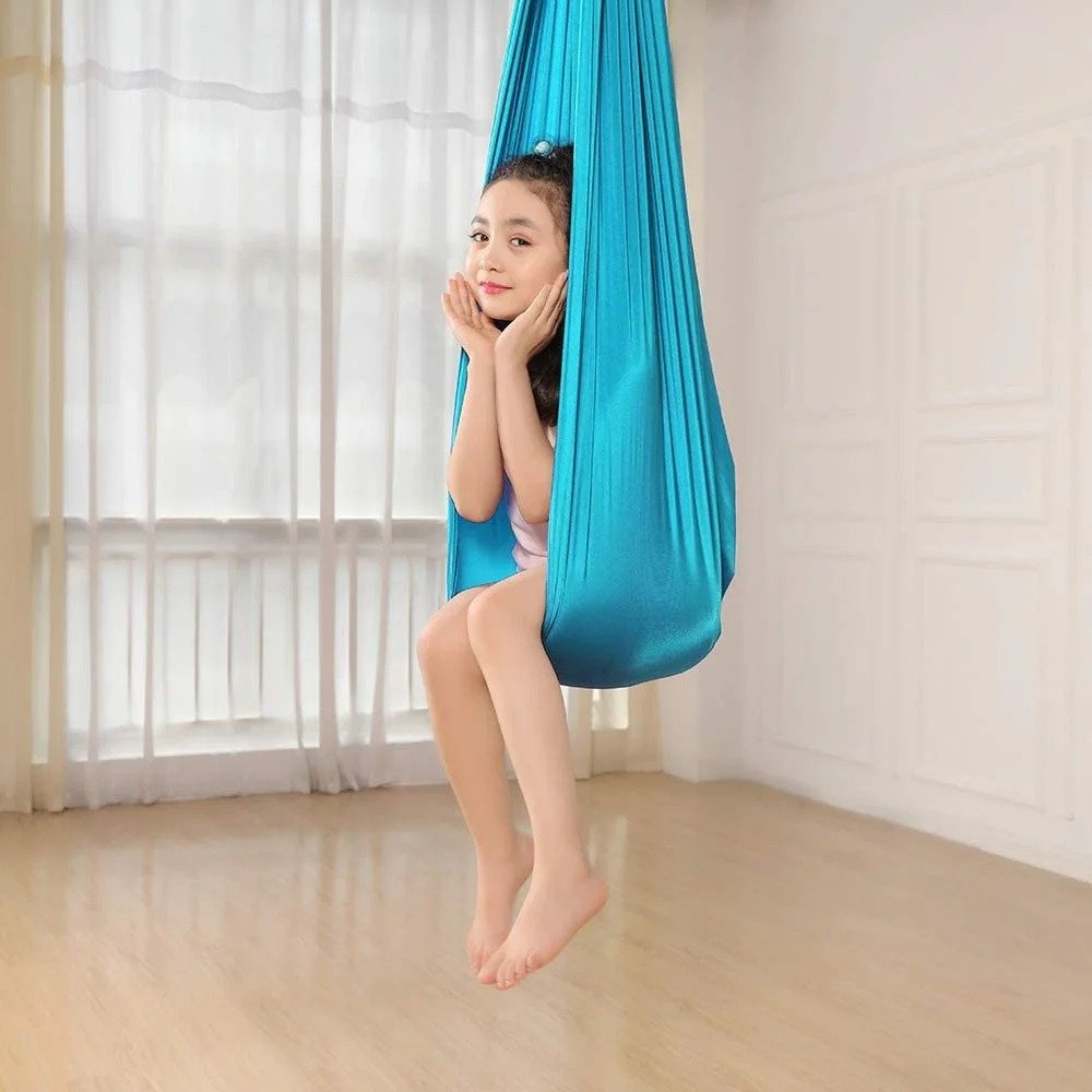 HUŚTAWKA SENSORYCZNA TERAPEUTYCZNA DLA DZIECI HAMAK 280x150cm 100kg Błękitna