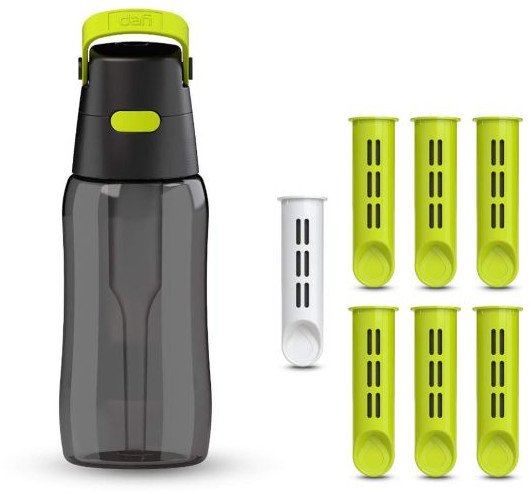 Butelka filtrująca Dafi SOLID 0,5 limonkowa zbiornik czarny 7 filtrów