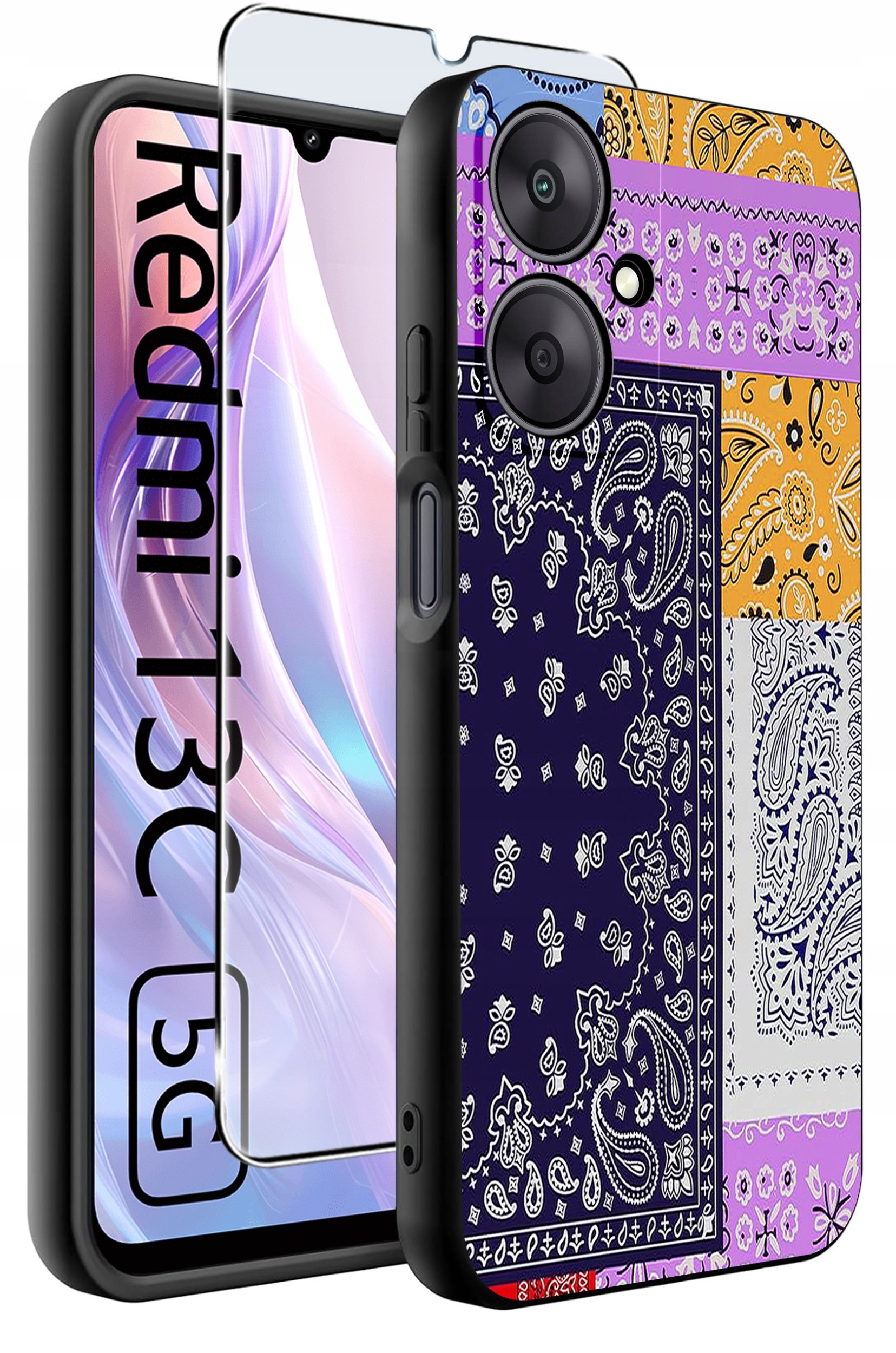 ETUI do Xiaomi Redmi 13C 5G WZORY |SILIKONOWE MATT CASE +SZKŁO HARTOWANE 9H