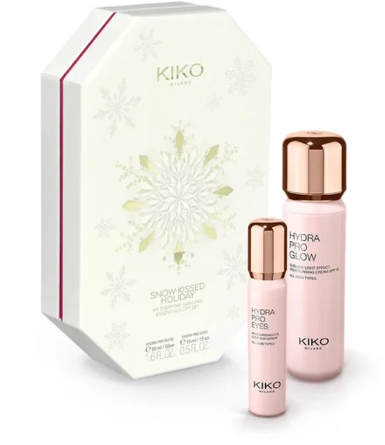 KIKO Snow-Kissed My Everyday Skincare Essentials nawilżający krem do twarzy 50ml + nawilżające serum pod oczy 15ml