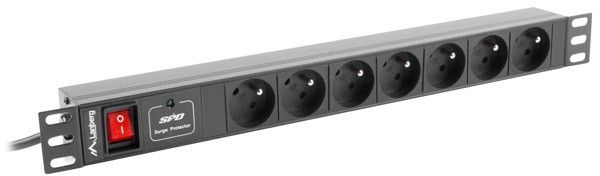 Lanberg Listwa zasilająca PDU 19" 1U 7x 230V PL 2m (PDU-07E-0200-BK)