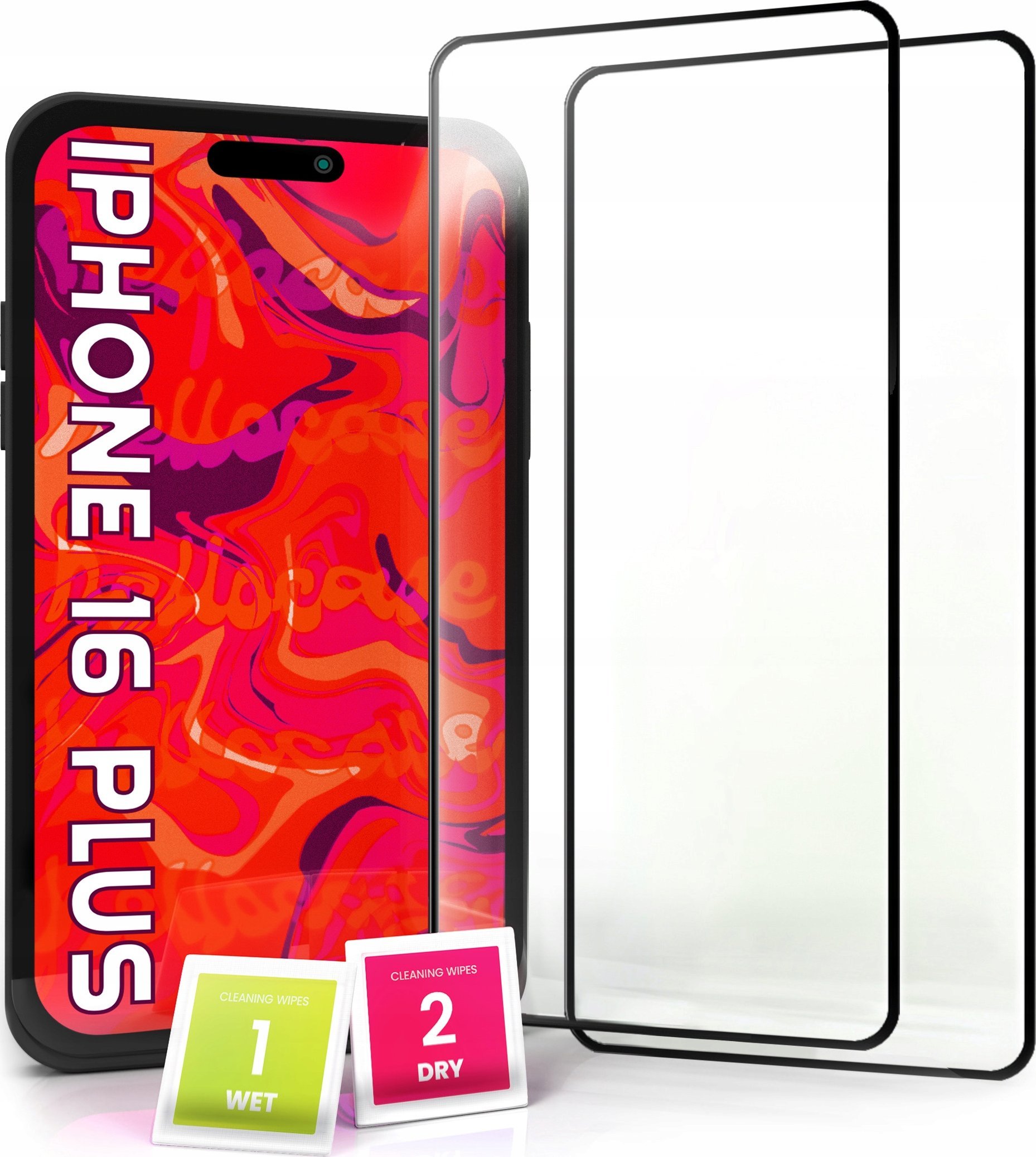 Hello Case 2-pak Szkło Hartowane do Apple iPhone 16 Plus Ochronne Na cały ekran 5D 9H