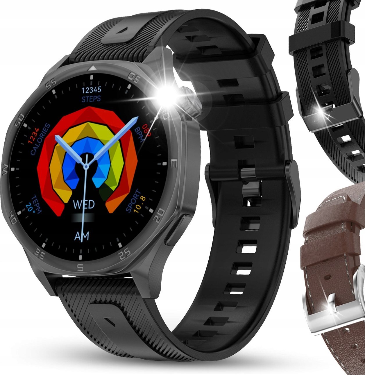SMARTWATCH ZEGAREK MĘSKI MENU PL ROZMOWY PAMIĘĆ 4GB GALERIA VIDEO MP3 SPORT