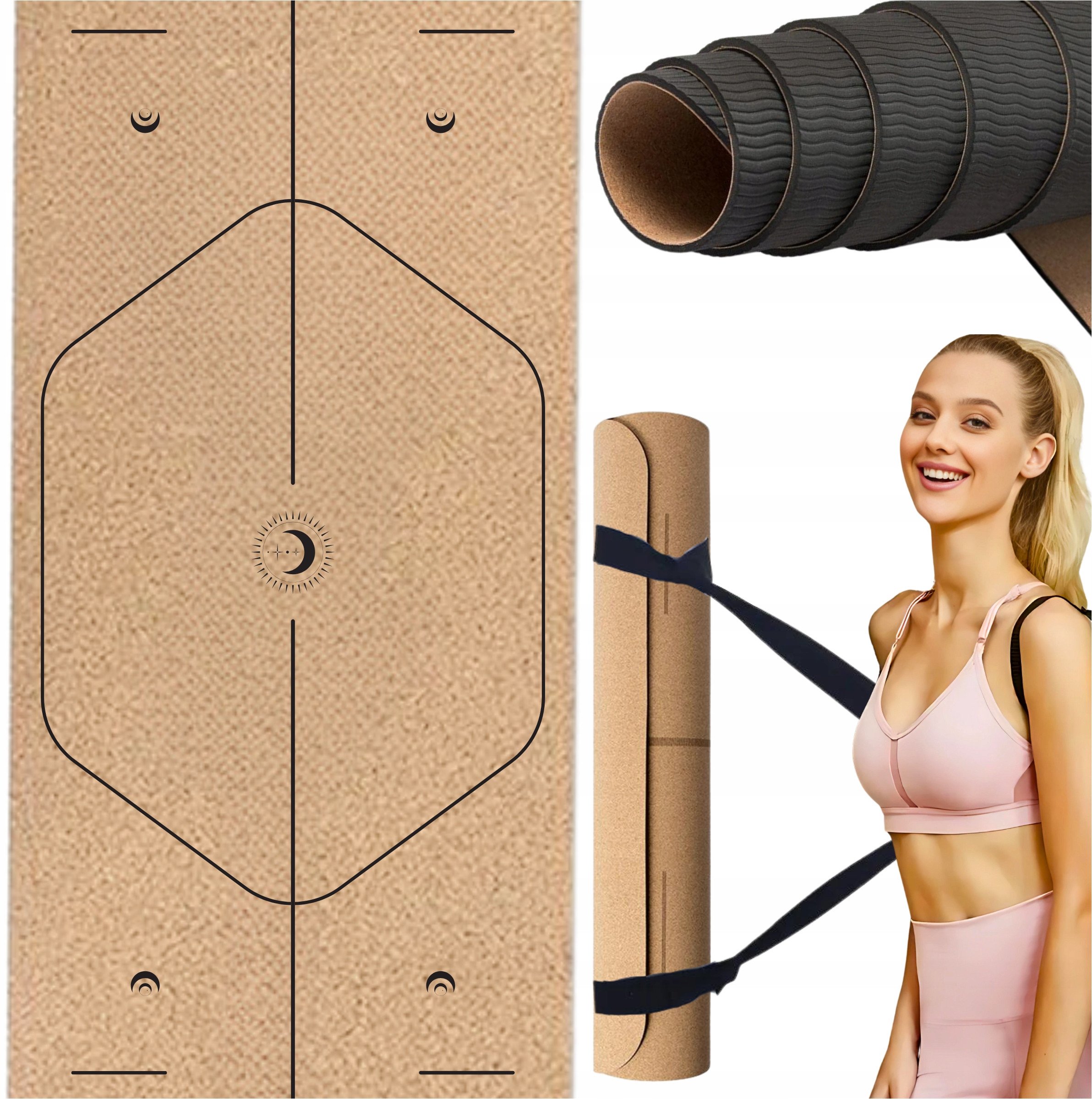 Ekologiczna Mata do Jogi Antypoślizgowa, 183x61 cm