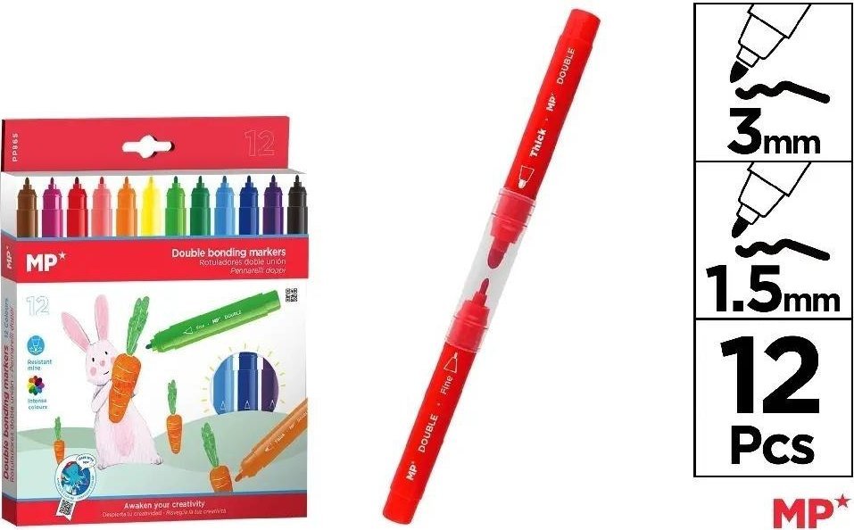 Flamastry podwójne złącze 12 kolorów EDUKAMP