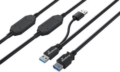Kabel USB MediaRange 2x USB-A - USB-A 15 m Czarny (MRCS244)