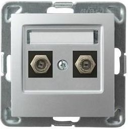 Ospel Gniazdo antenowe Impresja typu F podwójne srebrny (GPA-2YF/m/18)