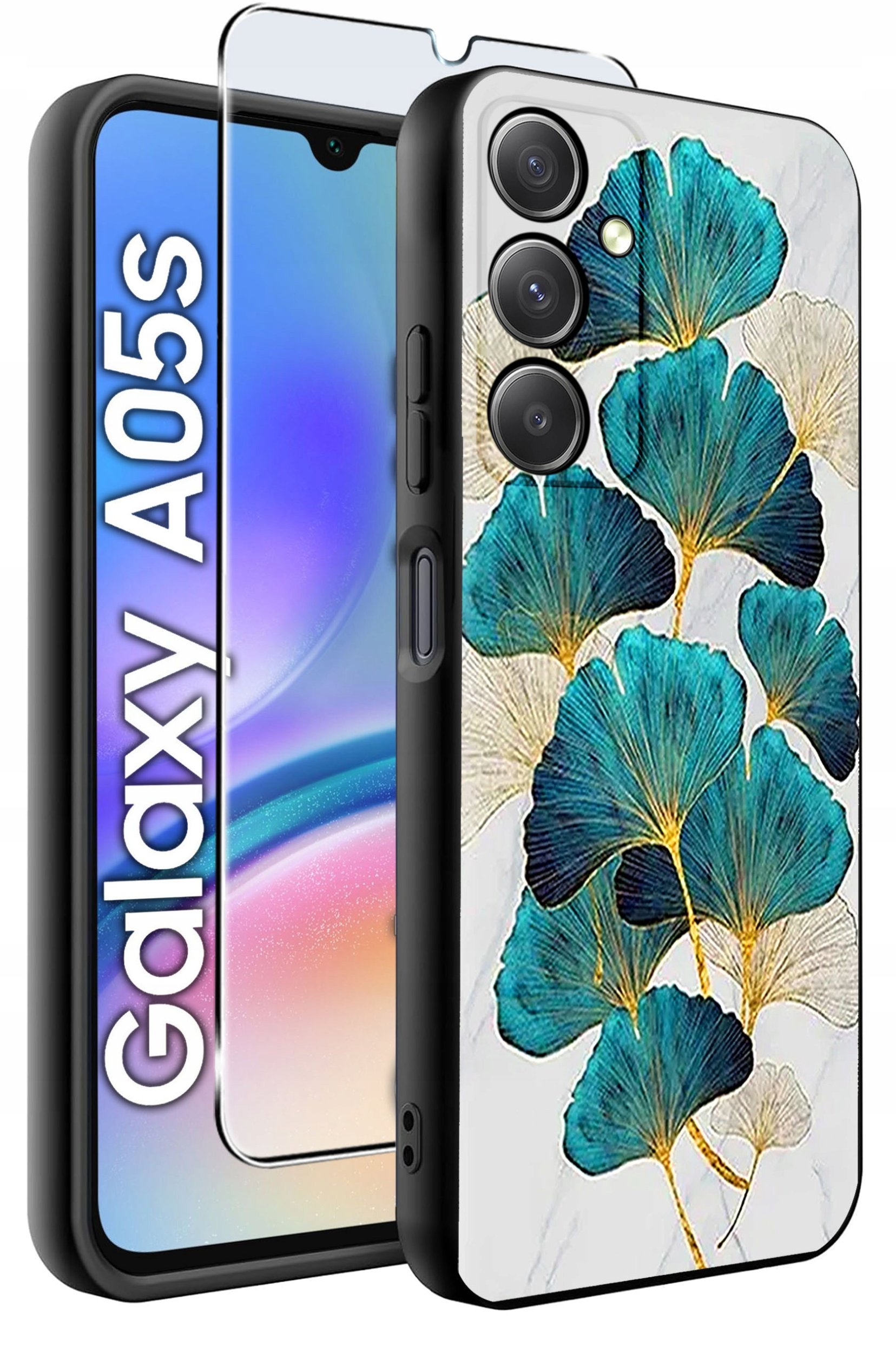 ETUI do Samsung A05s WZORY | SILIKONOWE MATT CASE + SZKŁO 9H