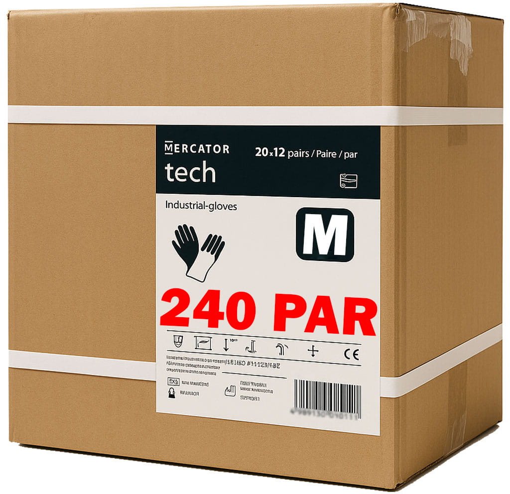 Rękawice Robocze MERCATOR Tech Black+Black PU - 240 Par (8 - M)