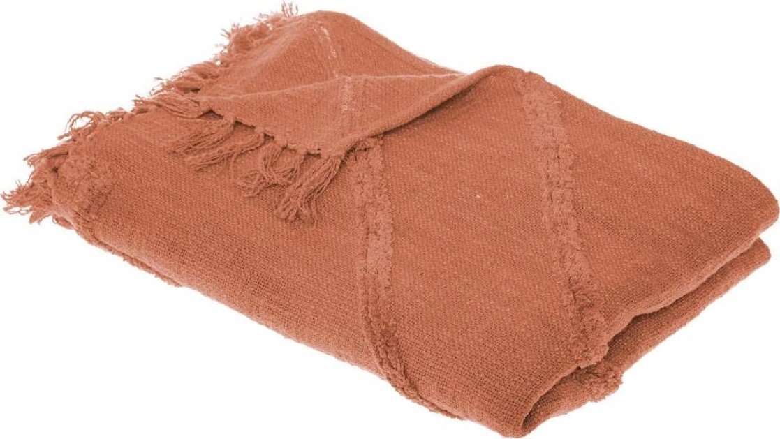 Atmosphera Narzuta na łóżko z frędzlami INCA, 180 x 130 cm, pomarańczowa