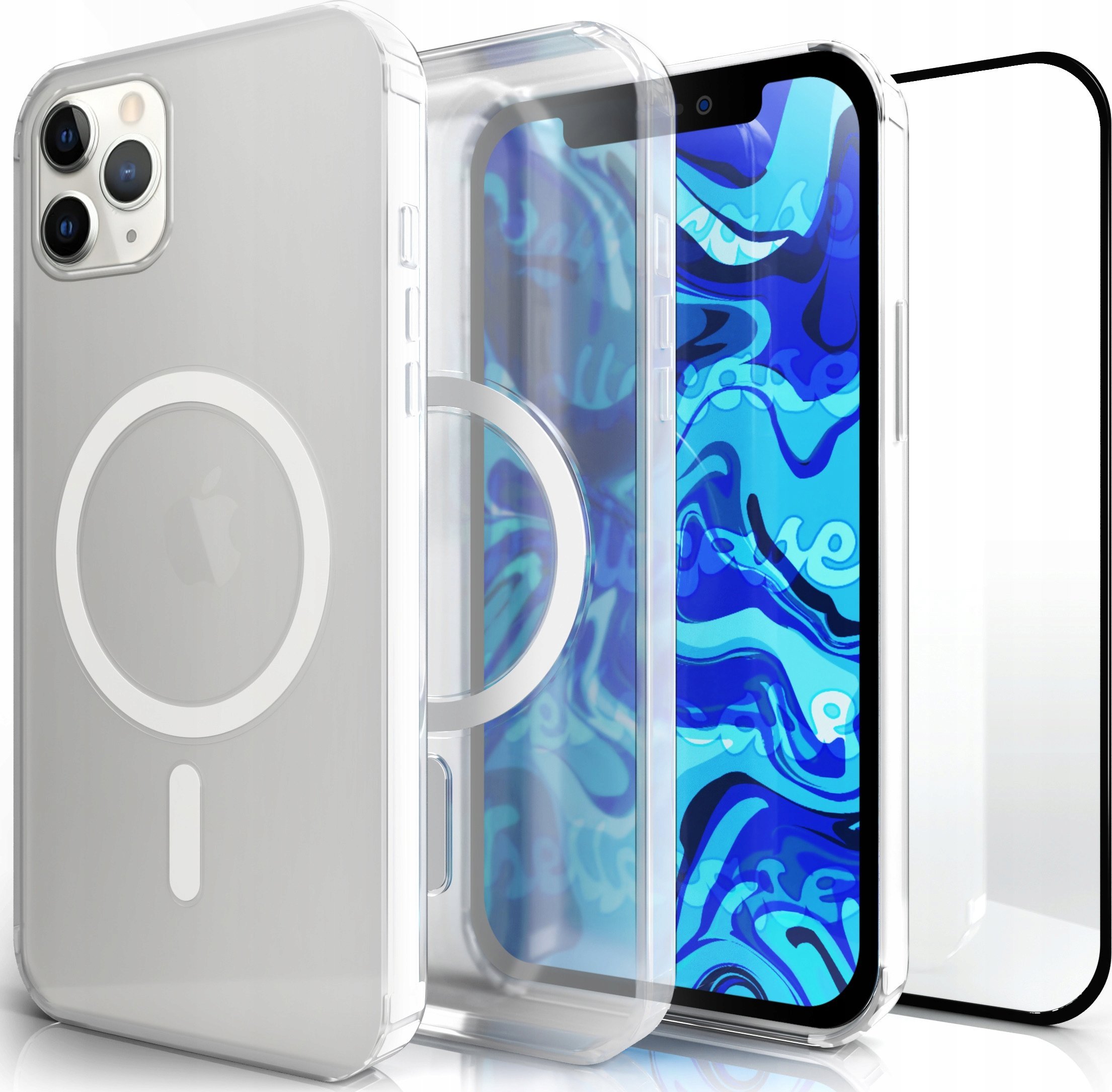 Hello Case Etui magsafe do iPhone 11 PRO magnetyczne przezroczyste pancerne szkło 9h