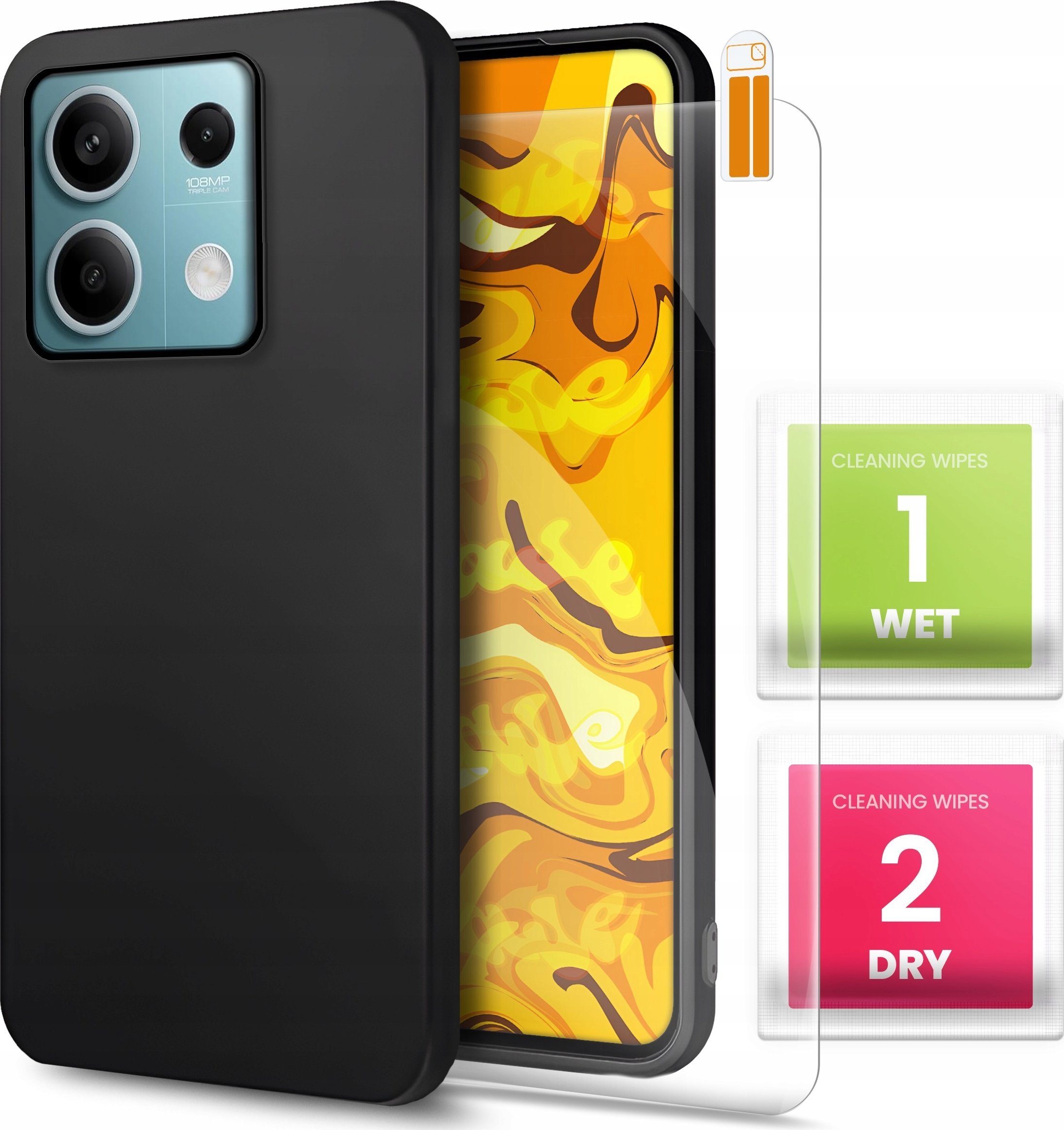 ETUI DO XIAOMI REDMI NOTE 13 5G OBUDOWA CZARNE MATOWE SILIKON CASE SZKŁO