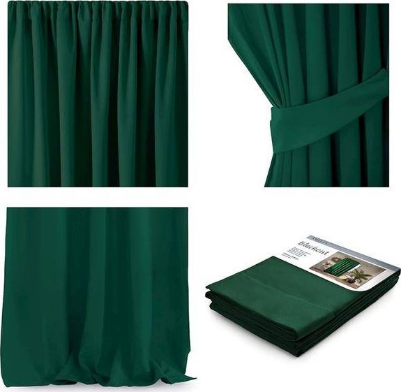 AmeliaHome CURT/AH/BLACKOUT/PLEAT/D.GREEN/140X270/1PC