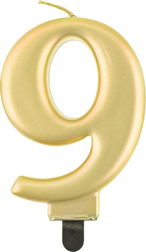 GoDan Świeczka urodzinowa "9" złota 8cm