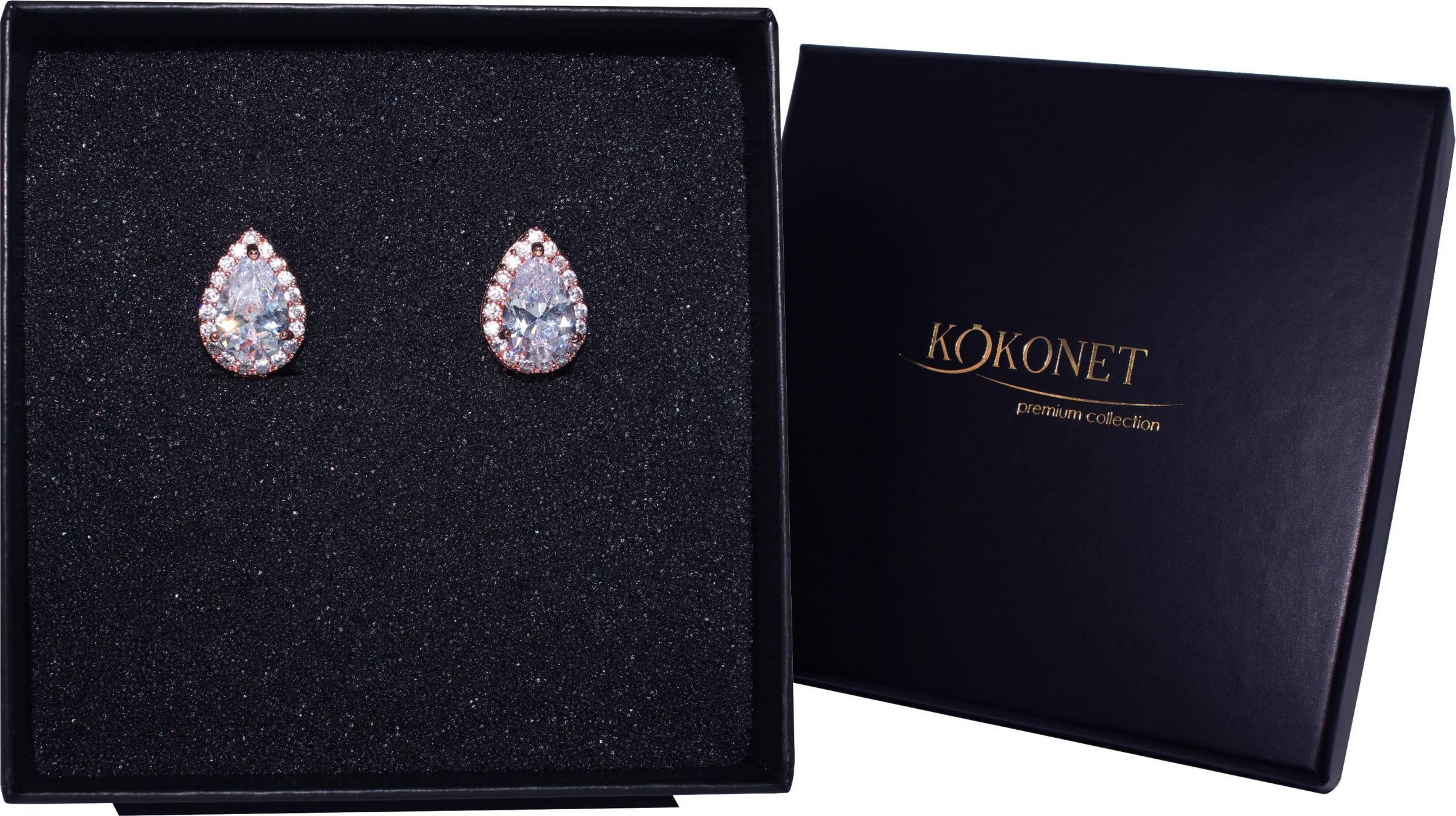 KOKONET KOLCZYKI delikatne ślubne KLIPSY rose gold