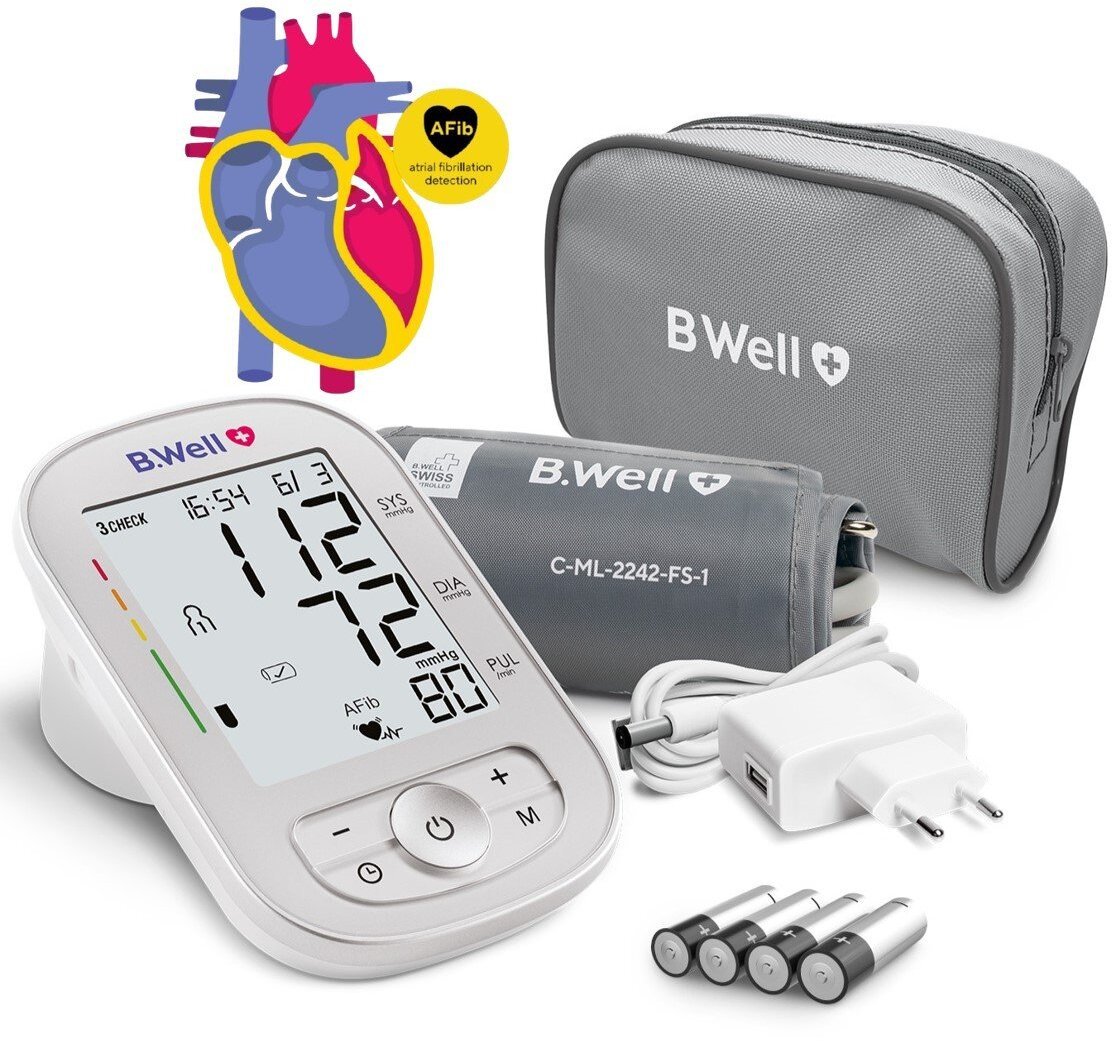 Ciśnieniomierz B.Well CIŚNIENIOMIERZ NARAMIENNY AUTOMATYCZNY AFIB Migotanie Przedsionków