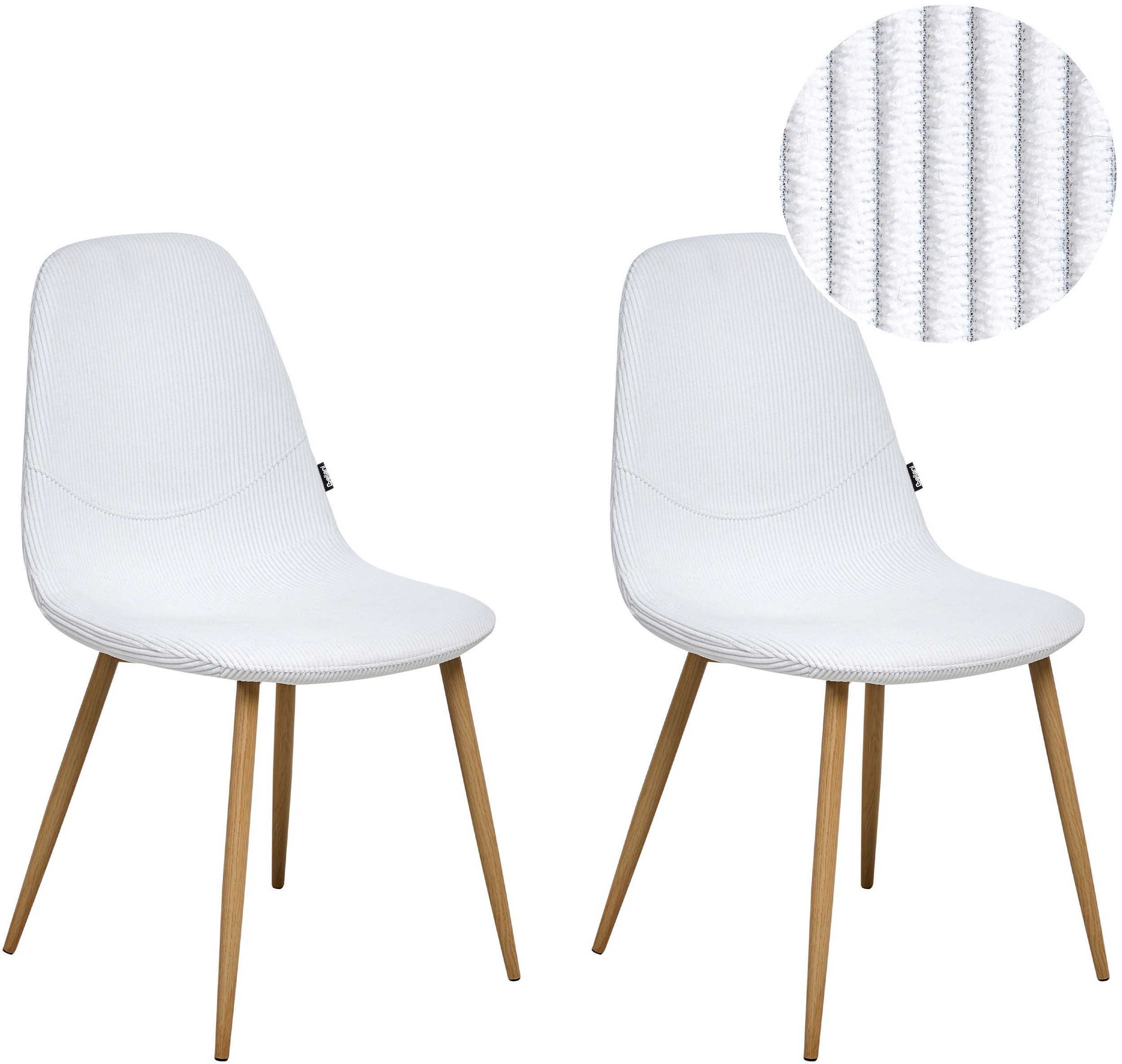 Zestaw 2 krzeseł do jadalni HILDEN Sztruks Biały
