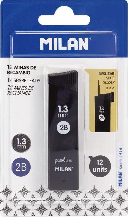 Milan GRAFITY 2B 1,3 MM DO OŁÓWKÓW AUTOMATYCZNYCH MILAN 12 SZT. BLISTER