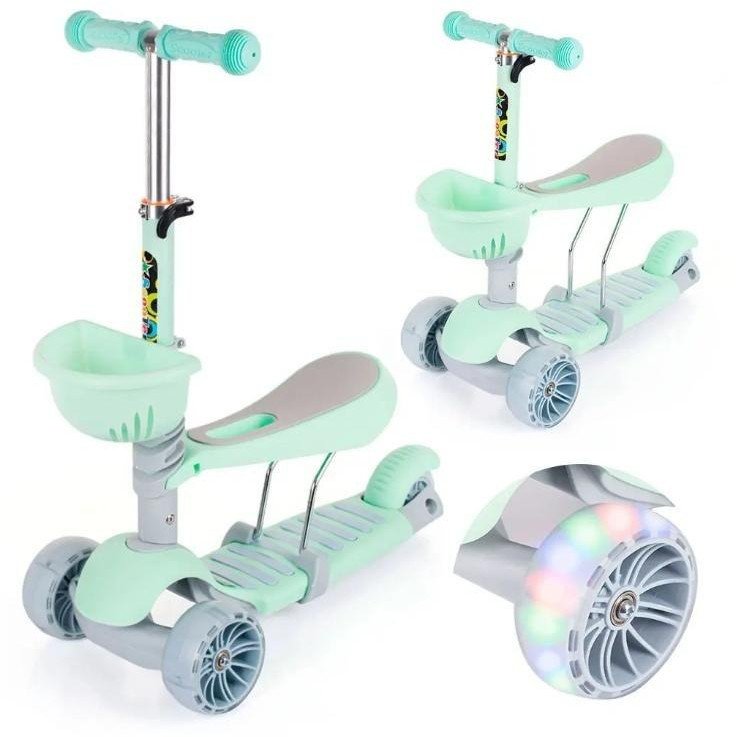 Hulajnoga z siodełkiem 2w1 trójkołowa led