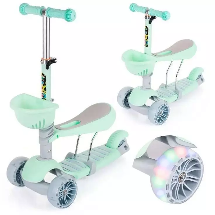 Hulajnoga z siodełkiem 2w1 trójkołowa led