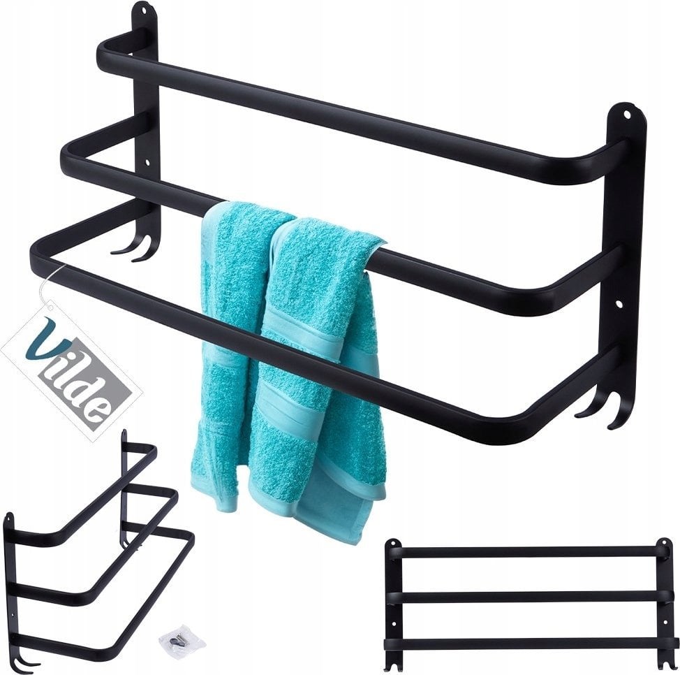 Vilde Wieszak na ręczniki aluminiowy czarny 50 cm