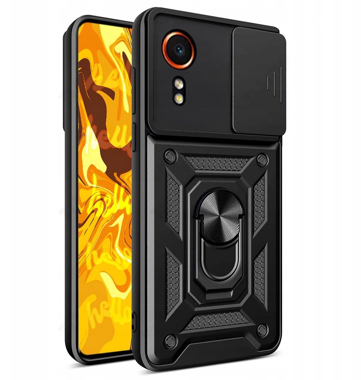 ETUI PANCERNE DO SAMSUNG GALAXY XCOVER 7 CZARNE ARMOR HOLDER RING CASE