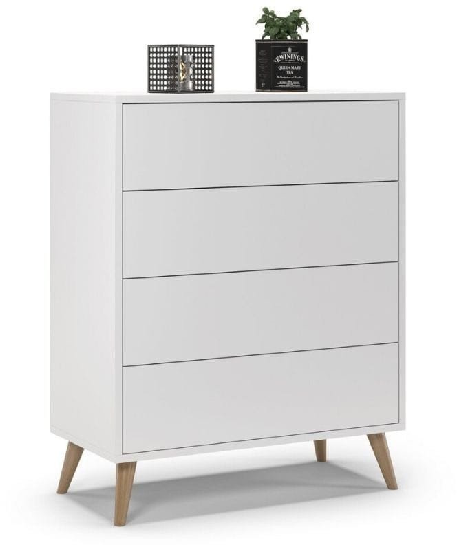 Komoda do salonu, sypialni, SKAND, 80x40x100 cm, biel, mat