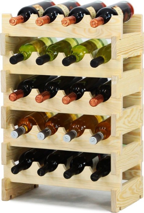 Regał na wino drewniany modułowy RW10 04x05 Naturalny do 20 butelek