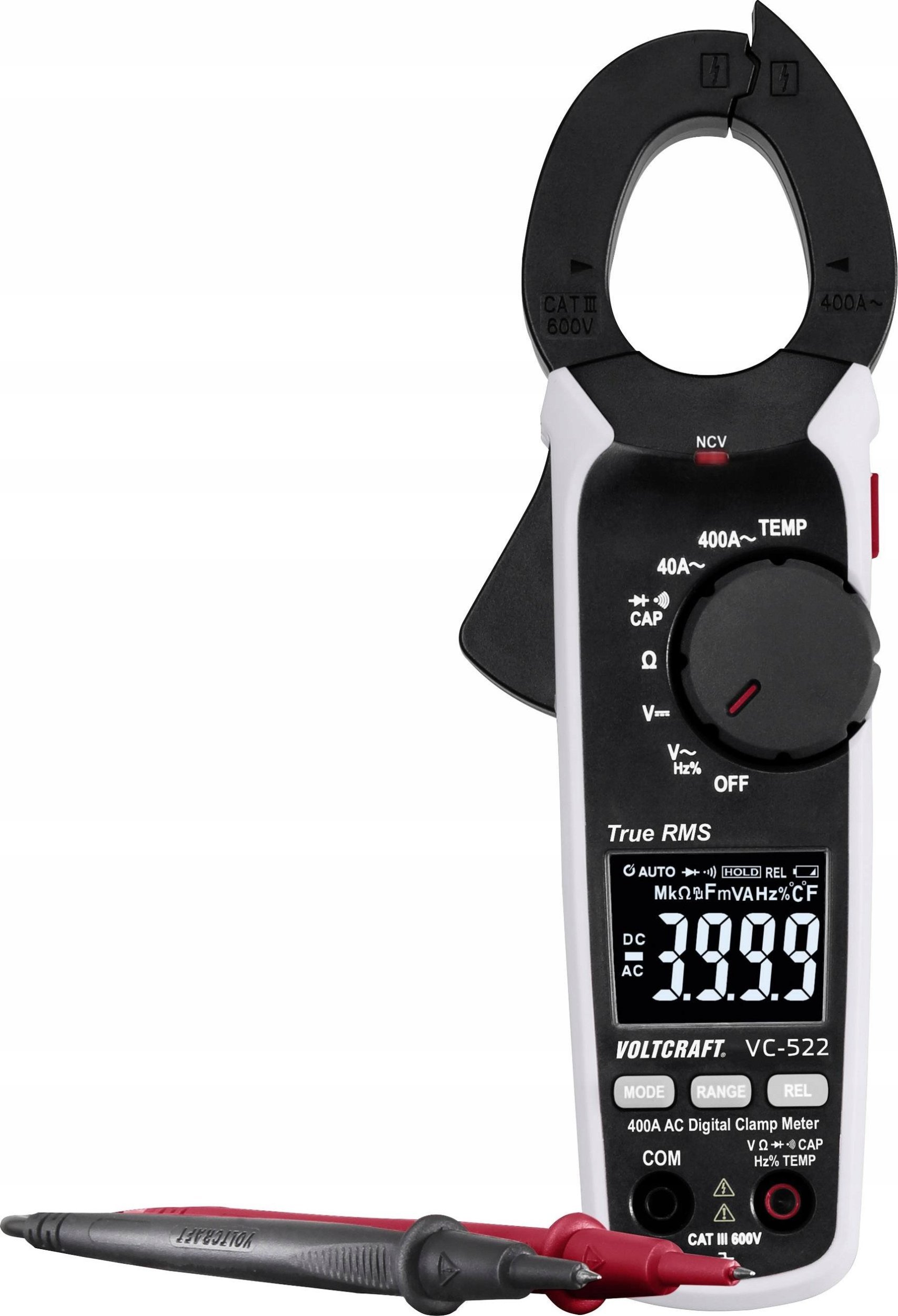 Miernik cęgowy cyfrowy VOLTCRAFT VC-522, CAT III 600 V 1693351