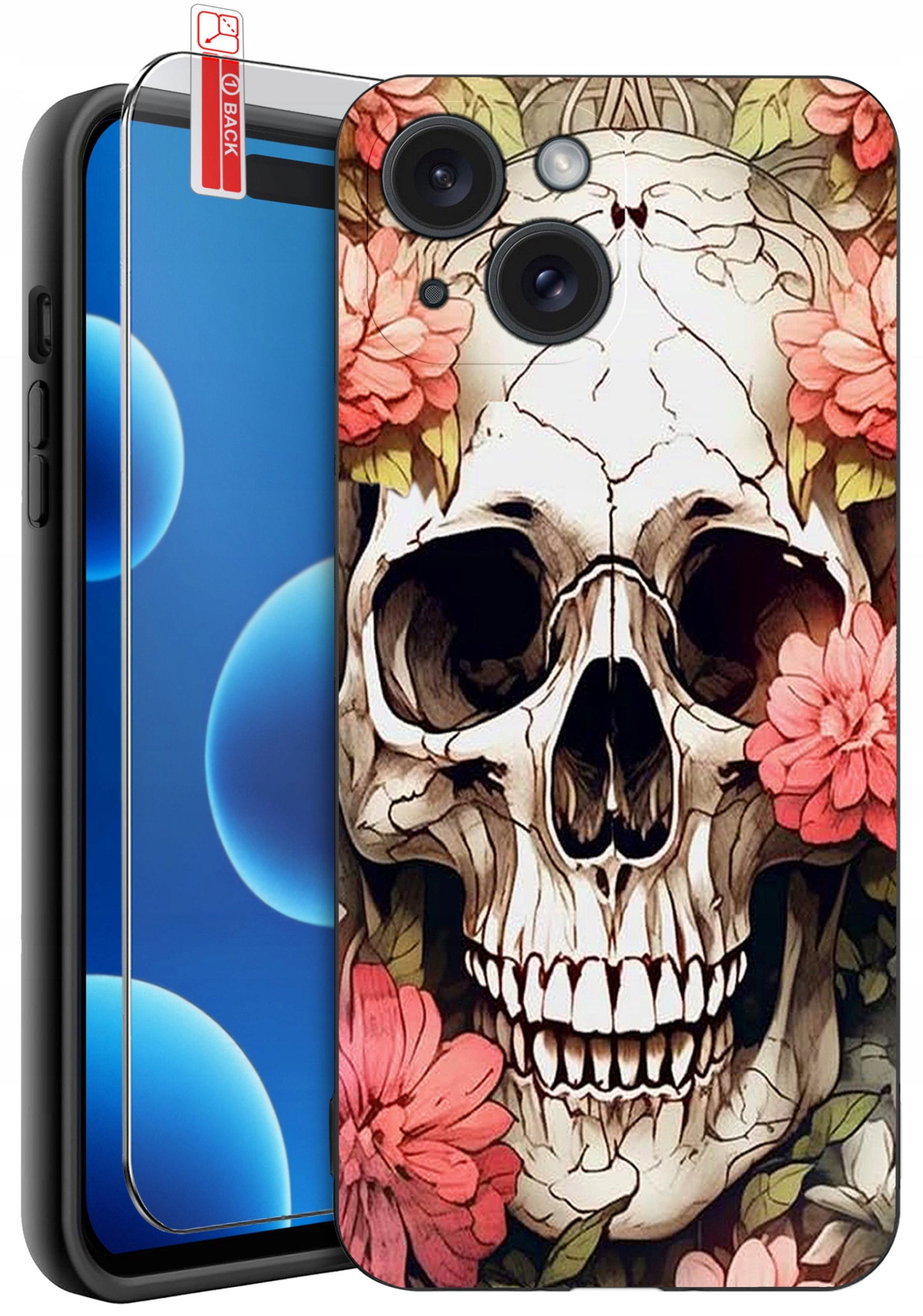 ETUI do iPhone 15 | WZORY | SILIKONOWE MATT CASE + SZKŁO 9H