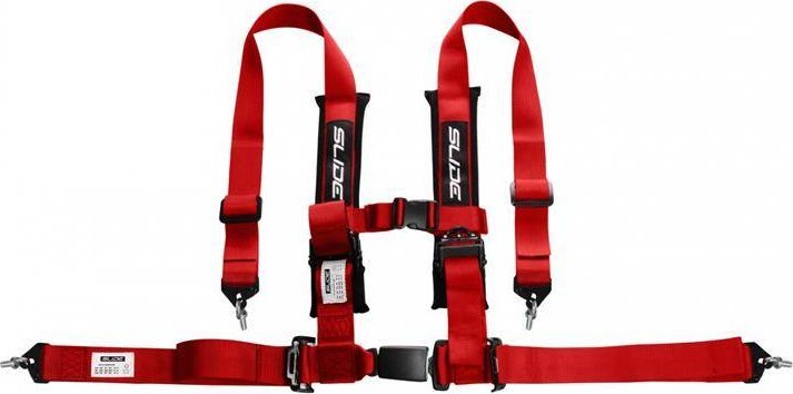 SLIDE_F Pasy sportowe SLIDE 4p 2" Red Homologacja E4