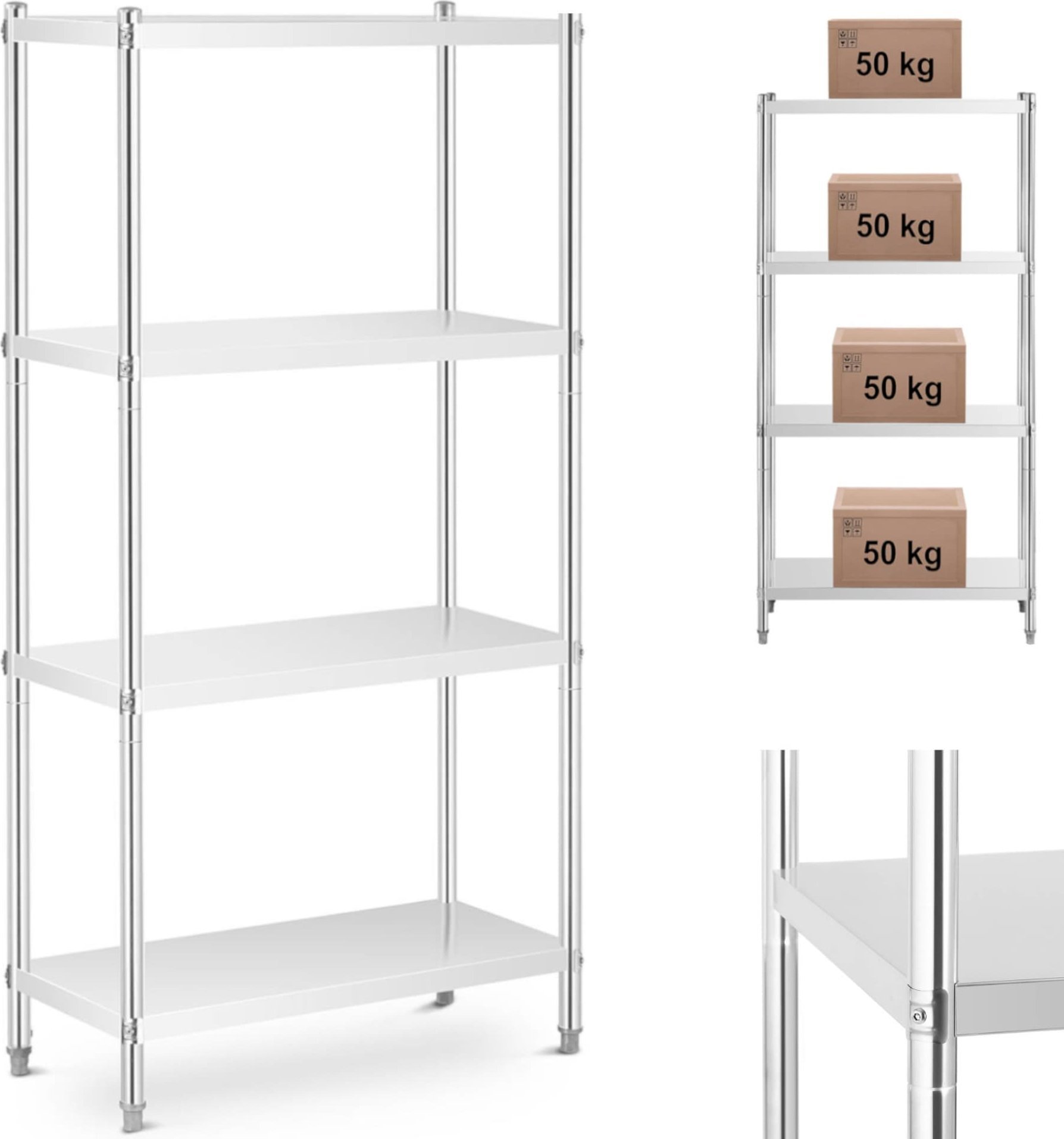 Royal Catering Regał metalowy magazynowy gastronomiczny do 200 kg 90 x 40 x 180 cm