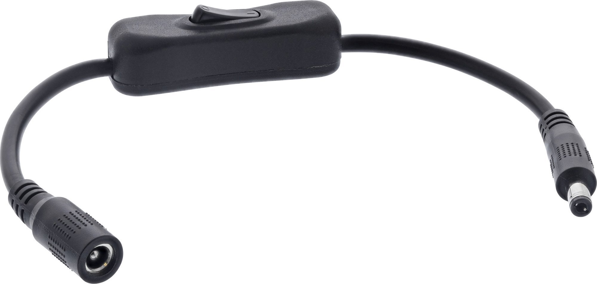 InLine® DC Kabel mit Schalter, DC ST/BU 5,5x2,5mm, AWG 18, schwarz, 0,20m