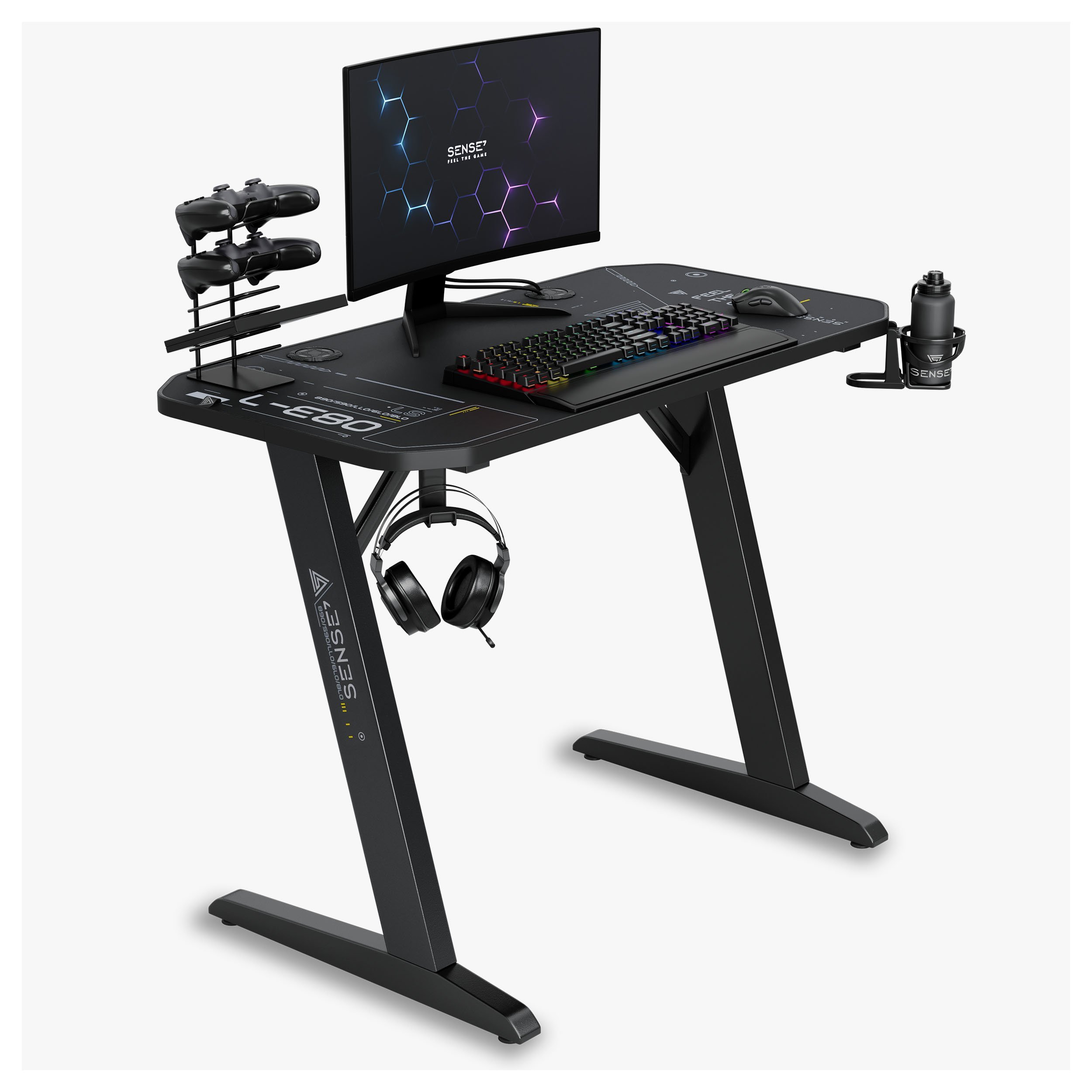 Biurko SENSE7 gamingowe Nomad Cybernetic Czarne 120x60 cm