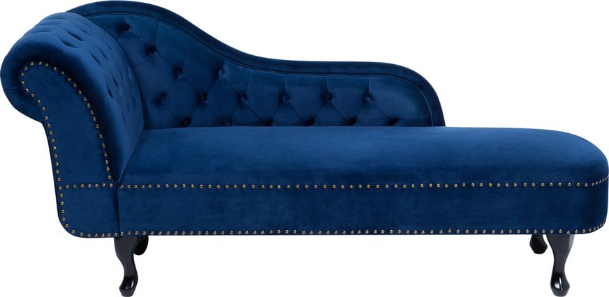 Beliani Szezlong welurowy lewostronny niebieski NIMES