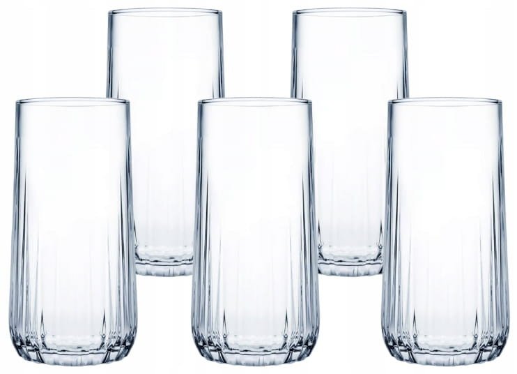 Komplet 5 wysokich szklanek 360 ml Eleganckie i funkcjonalne