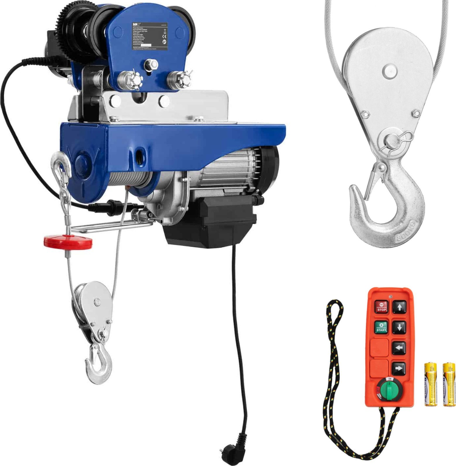 MSW Wciągarka elektryczna z suwnicą linowa 1350 W 12 m 400 kg Wciągarka elektryczna z suwnicą linowa 1350 W 12 m 400 kg