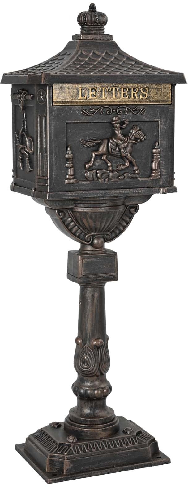 vidaXL Stojąca skrzynka na listy kolor bronzu 42,5 x 29,5 x 117 cm