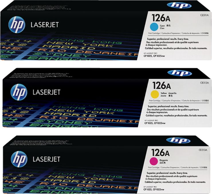 Toner HP 126A Zestaw CMY Oryginał (CF341A)