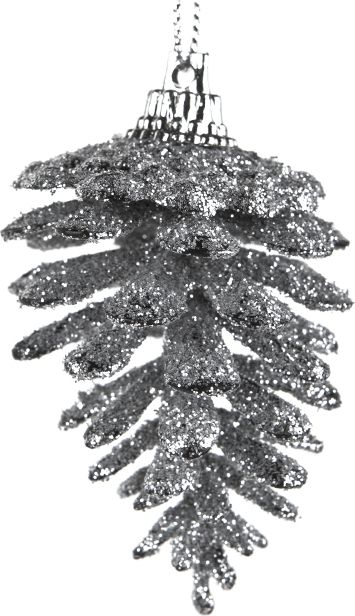 Witek Home 6x Ozdoba świąteczna szyszka srebrna