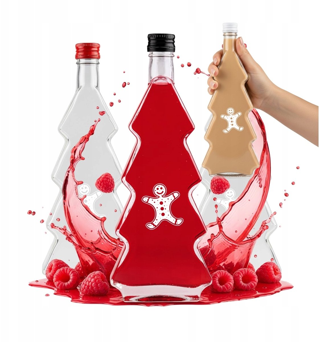 Butelka CHOINKA 500ML Z NADRUKIEM na likier nalewki sok BUTELKI ŚWIĄTECZNE
